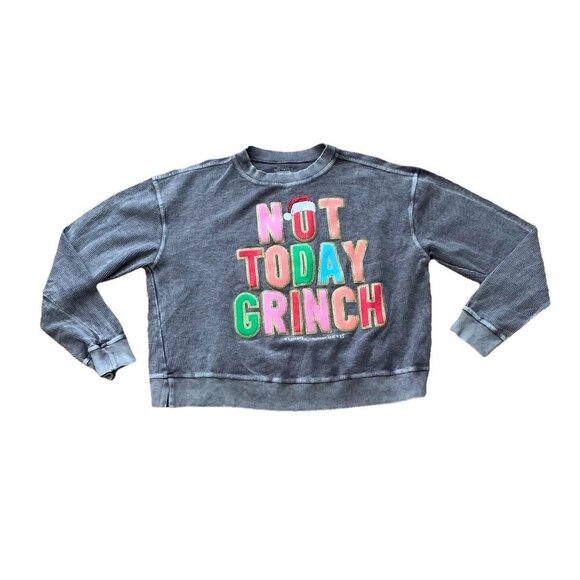 Simply Southern Women's Size XL Christmas Not Today Grinch Ribbed Cotton Top - Picture 1 of 10